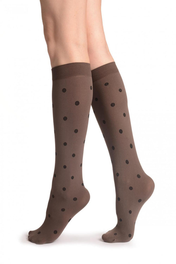 Liss Kiss Black Polka On Mocha - Socks