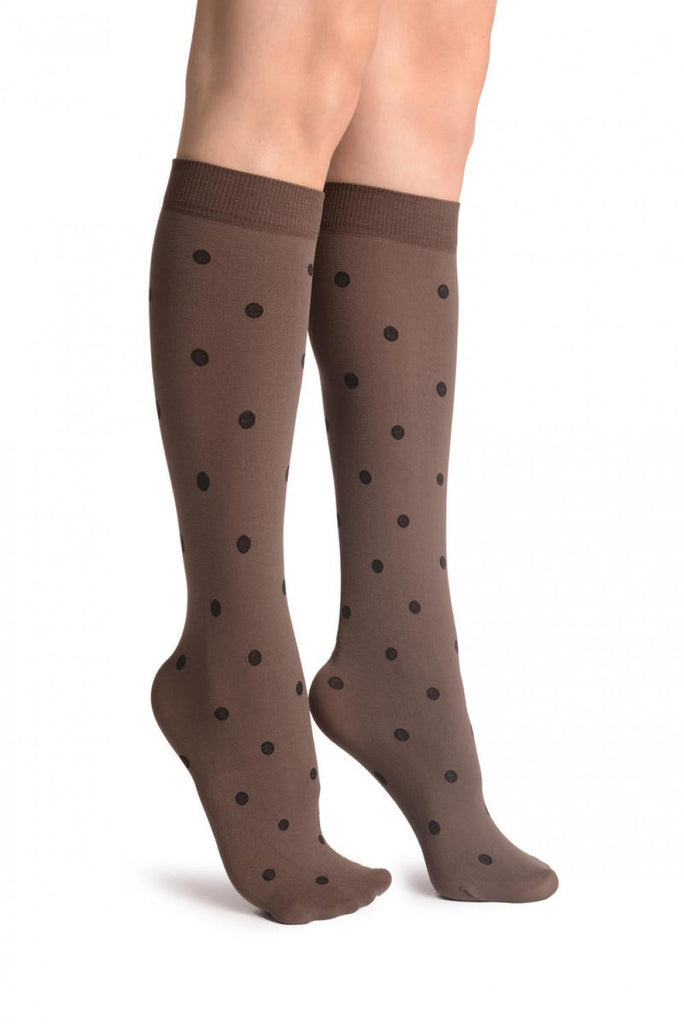 liss kiss Black Polka On Mocha - Socks liss kiss Black Polka On Mocha - Socks