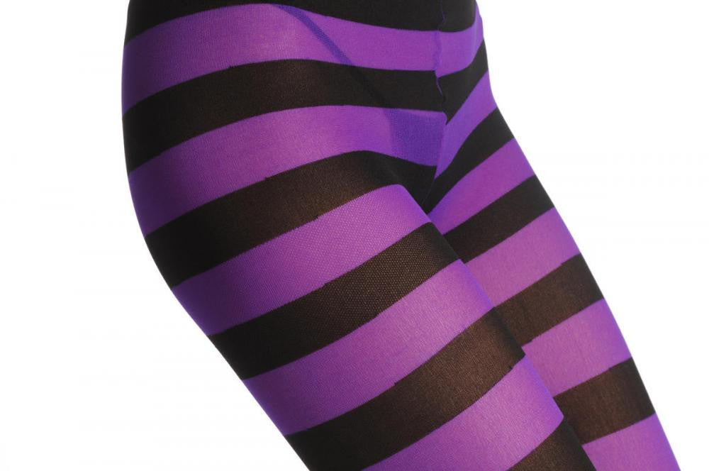 Liss Kiss Black & Purple Horizontal Stripes - Tights