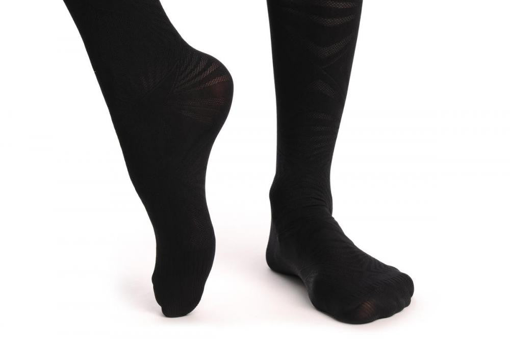 Liss Kiss Black Rays Self-Hold Stockings - Hold Ups