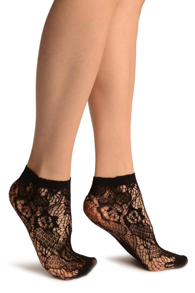 liss kiss Black Roses Lace Socks Ankle High - Socks