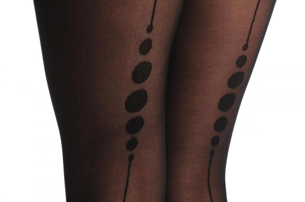 Liss Kiss Black Seam With 5 Dots On Black - Tights