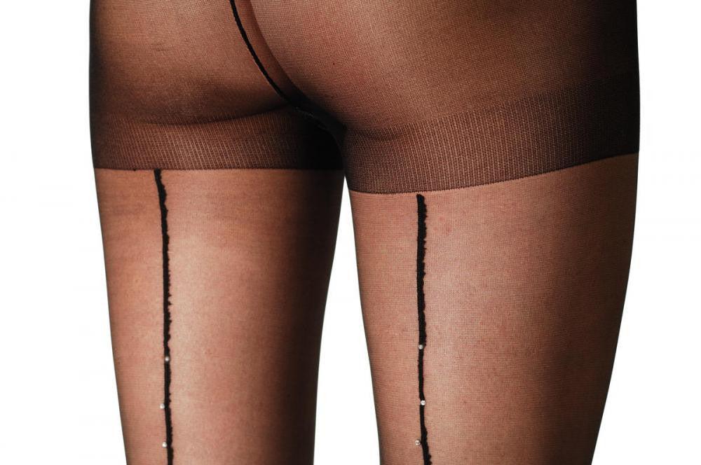 Liss Kiss Black Seam With Crystals - Tights