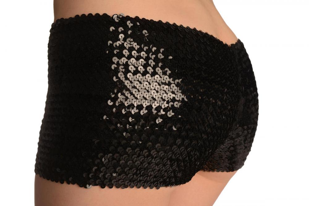 Liss Kiss Black Sequined Party Shorts - Shorts