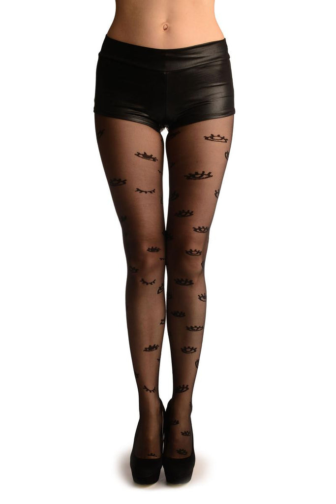 liss kiss Black Sheer With Woven Eyes - Tights