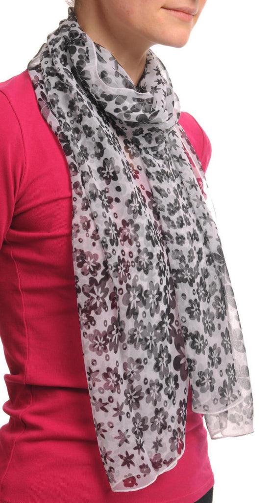 Liss Kiss Black Small Flowers On White - Scarf
