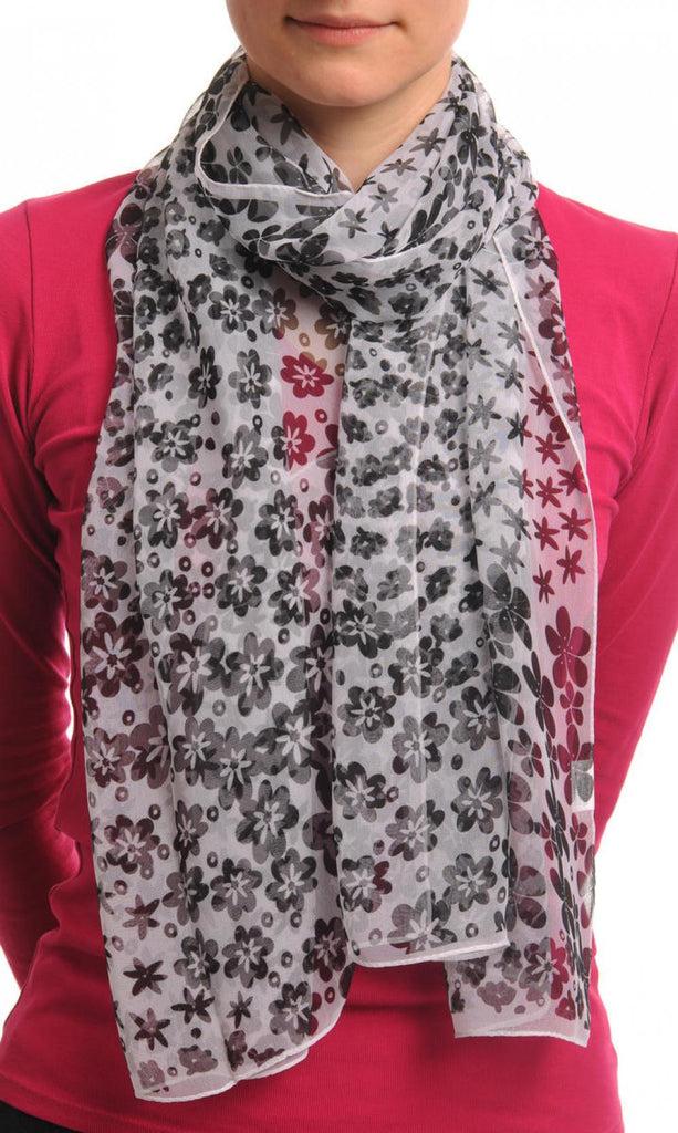 Liss Kiss Black Small Flowers On White - Scarf