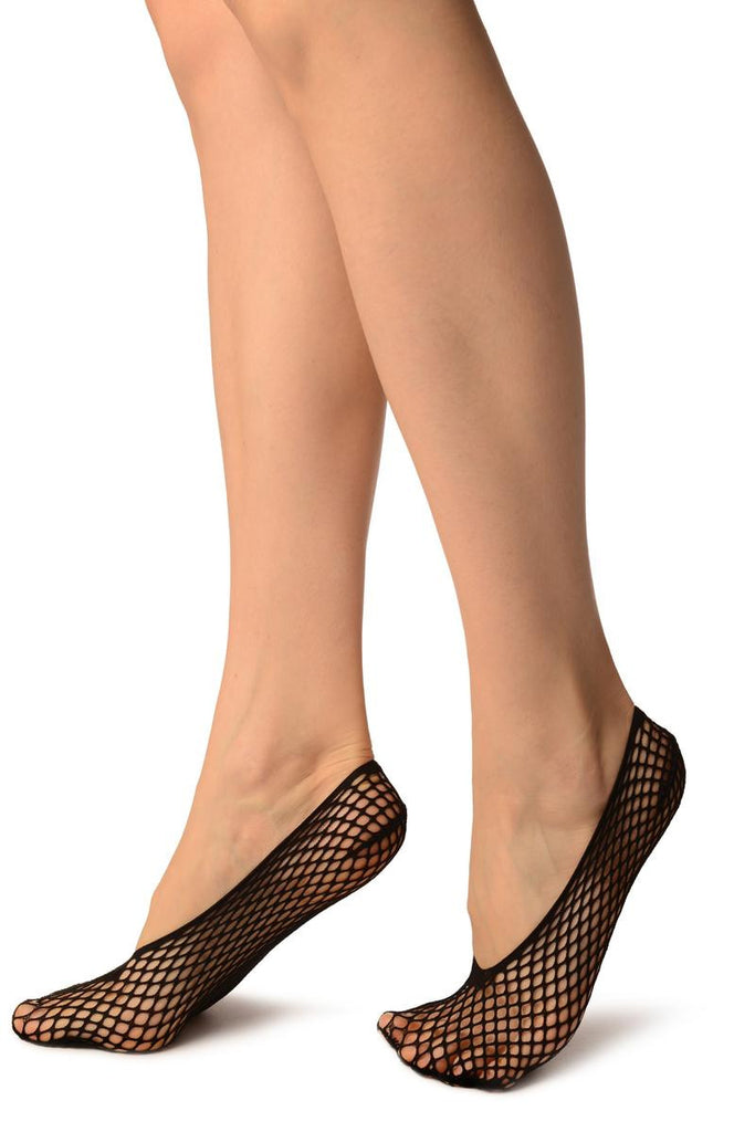 Liss Kiss Black Thick Mesh Footies - Footsies Socks