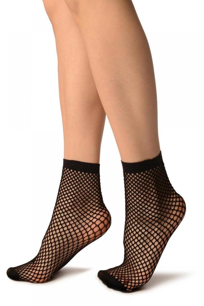 Liss Kiss Black Thick Mesh Socks Ankle High - Socks