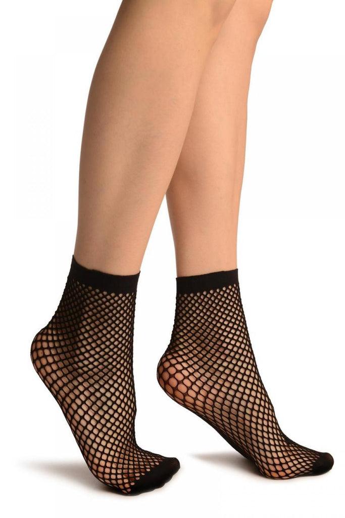 liss kiss Black Thick Mesh Socks Ankle High - Socks