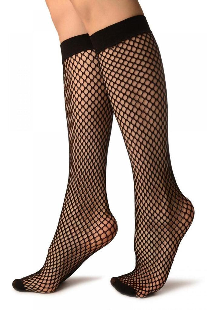Liss Kiss Black Thick Mesh Socks Knee High - Socks