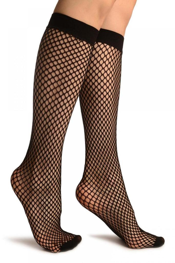 liss kiss Black Thick Mesh Socks Knee High - Socks