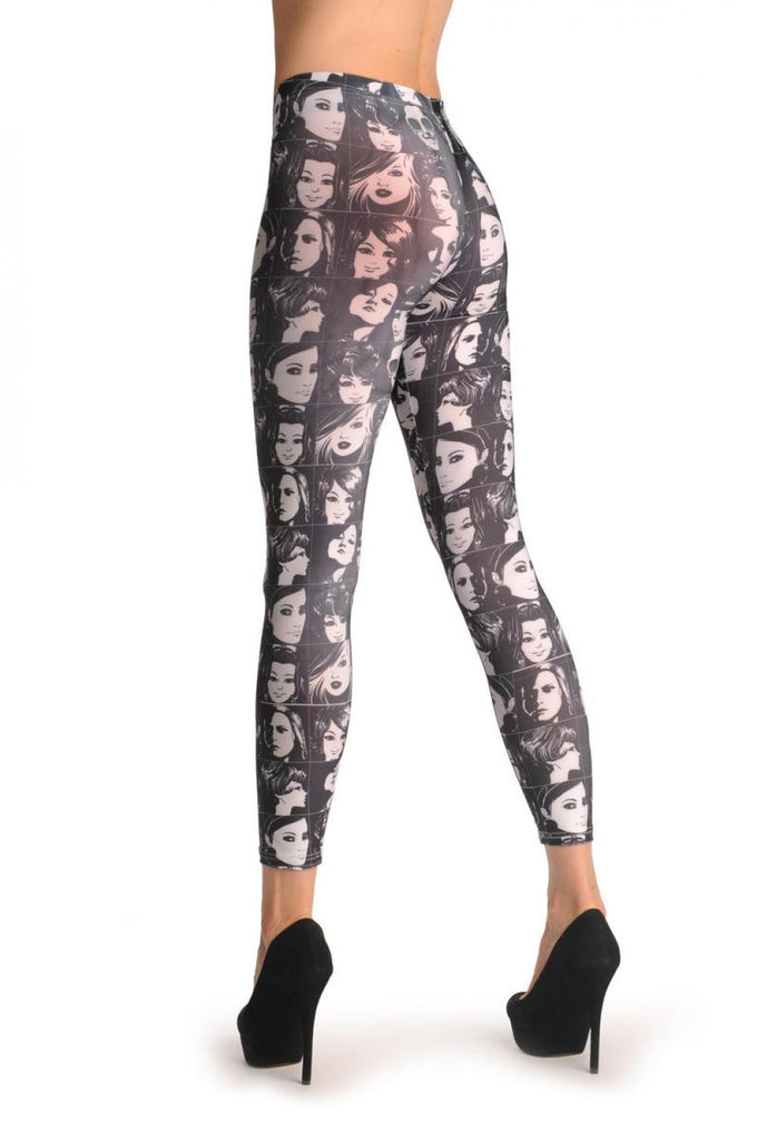 Liss Kiss Black & White Girls Portraits - Leggings