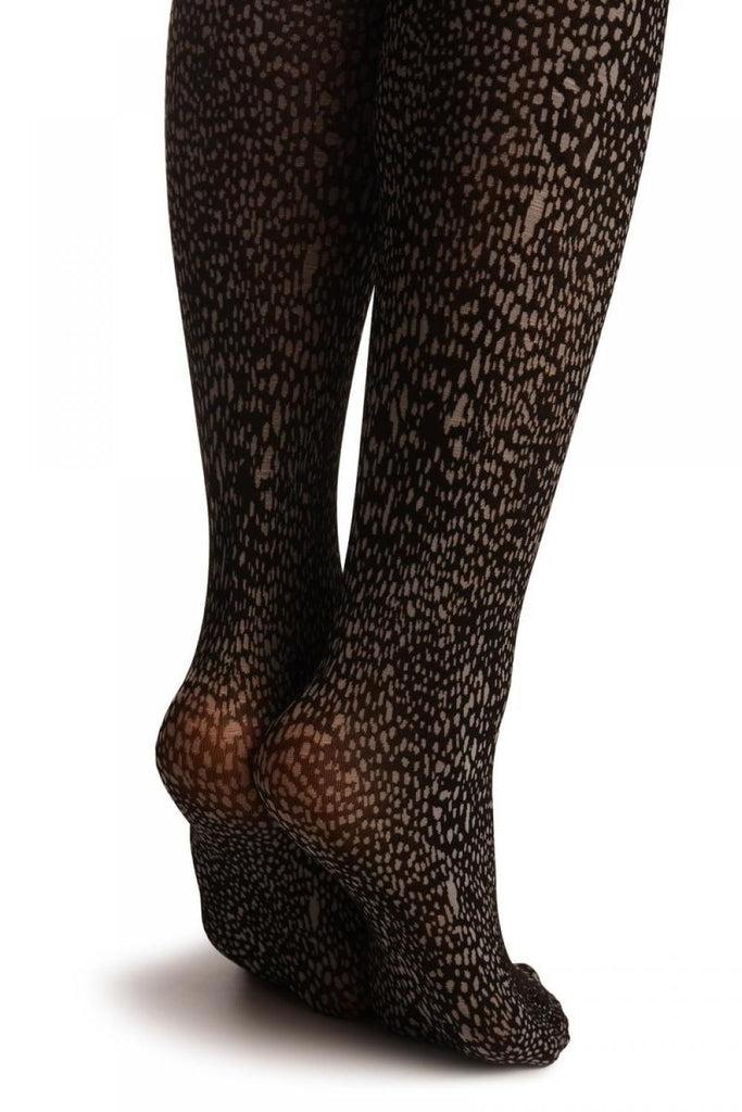 Liss Kiss Black & White Granite Woven Print - Tights