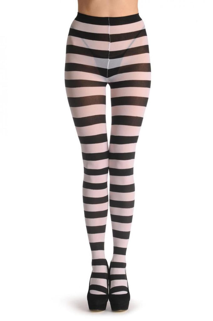 liss kiss Black & White Horizontal Stripes - Tights