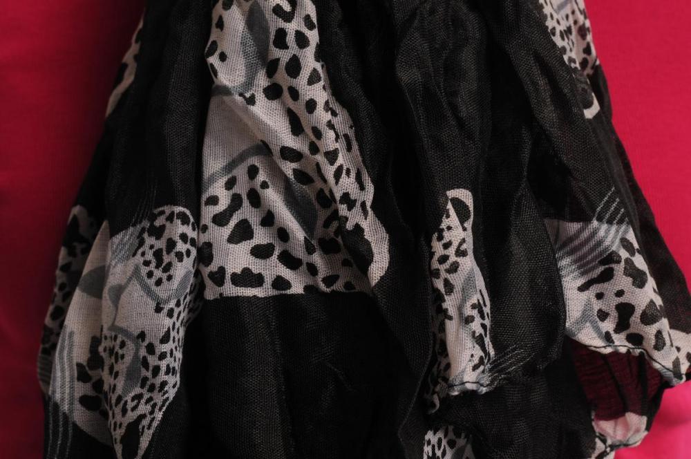 Liss Kiss Black & White Leopard On Black - Scarf
