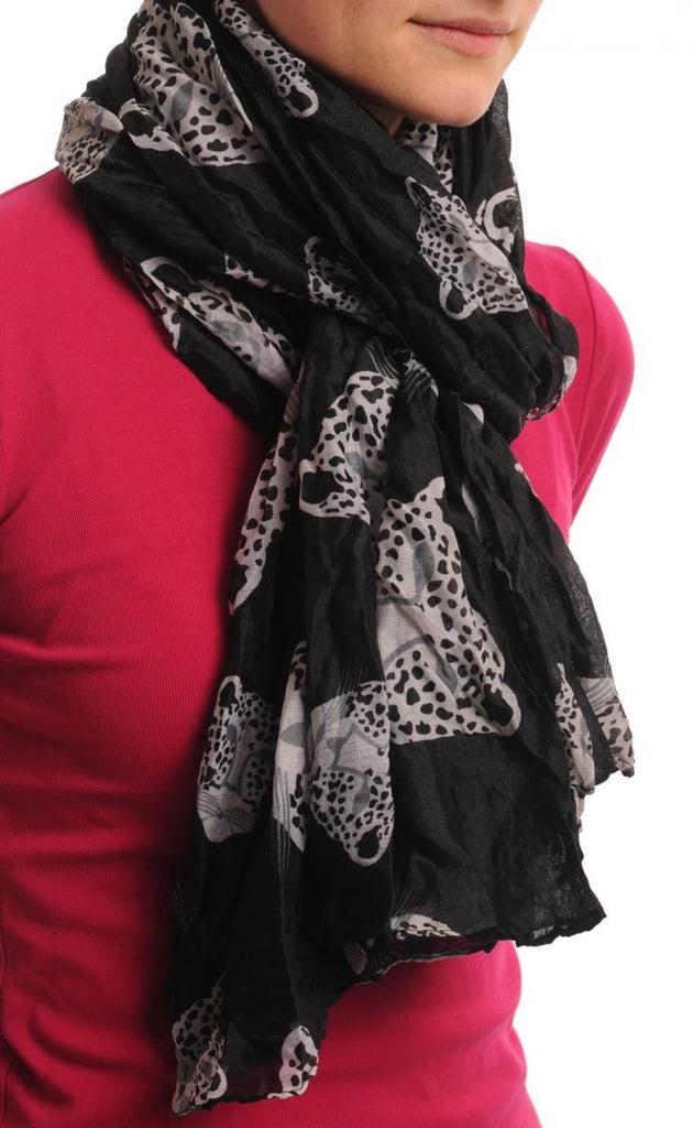 Liss Kiss Black & White Leopard On Black - Scarf