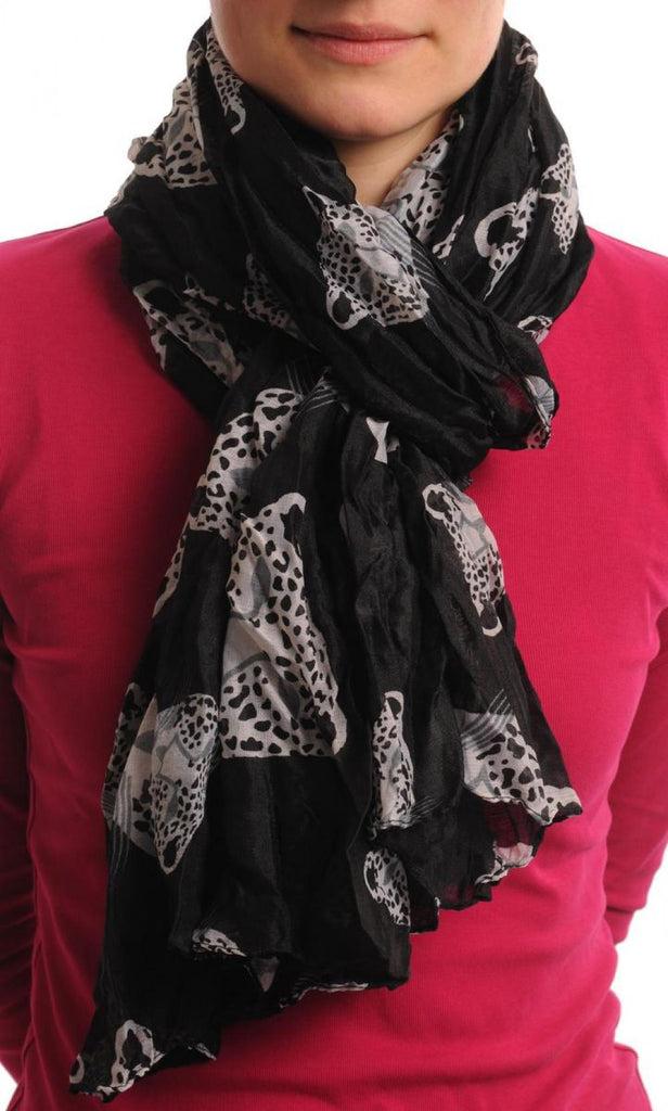Liss Kiss Black & White Leopard On Black - Scarf