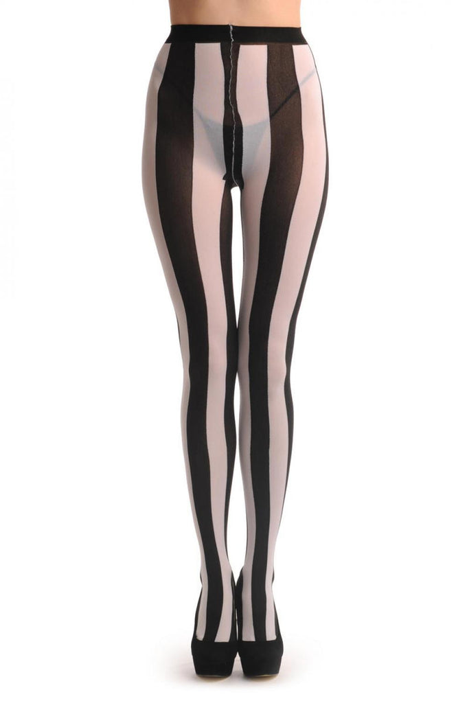 Liss Kiss Black & White Stripes - Tights