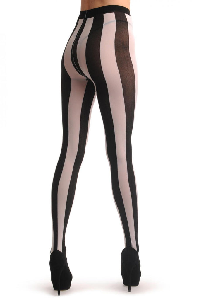Liss Kiss Black & White Stripes - Tights