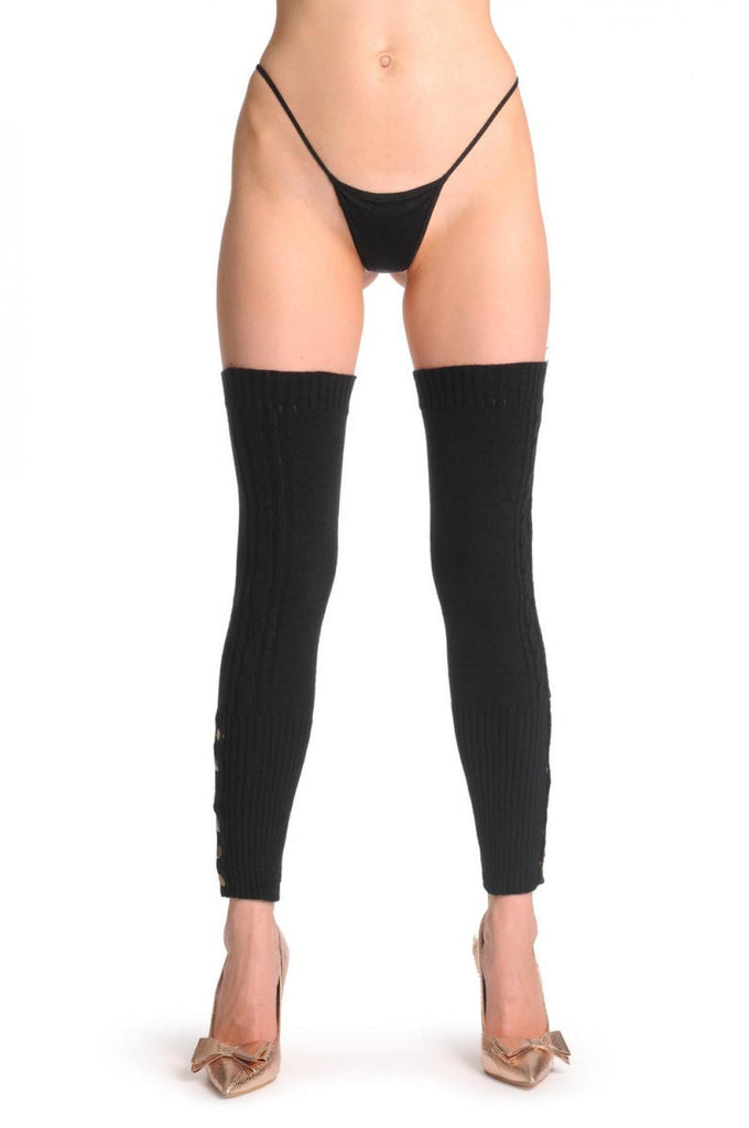 Liss Kiss Black With 6 Snap Buttons - Leg Warmers