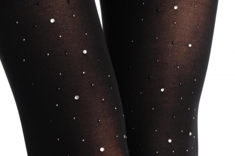 Liss Kiss Black With Black & White Crystals - Tights