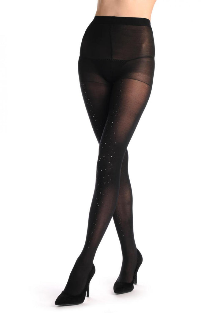 Liss Kiss Black With Black & White Crystals - Tights