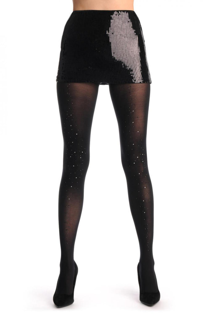 Liss Kiss Black With Black & White Crystals - Tights