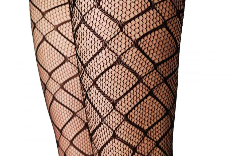 Liss Kiss Black With Crossed Lines - Tights