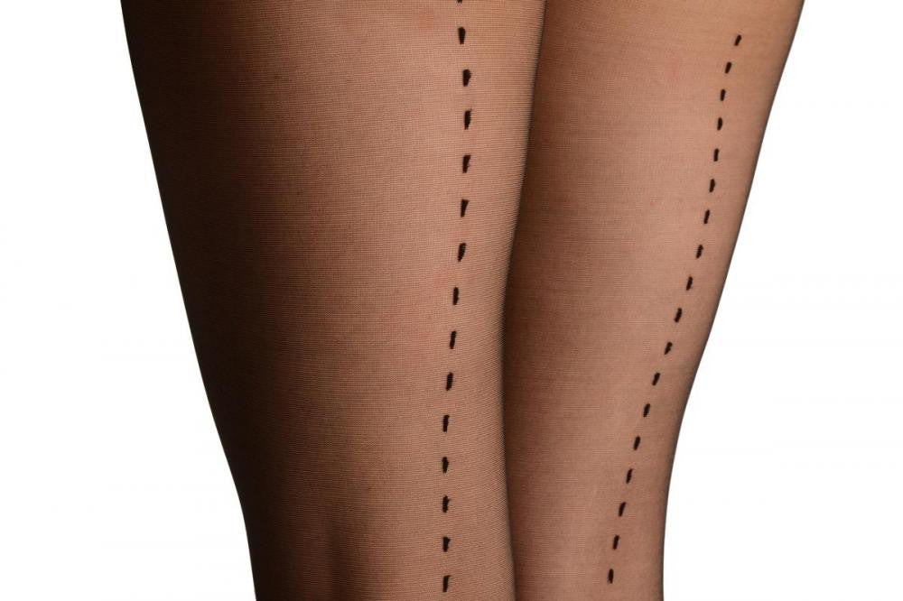Liss Kiss Black With Dotted Seam & Cuban Heel - Tights
