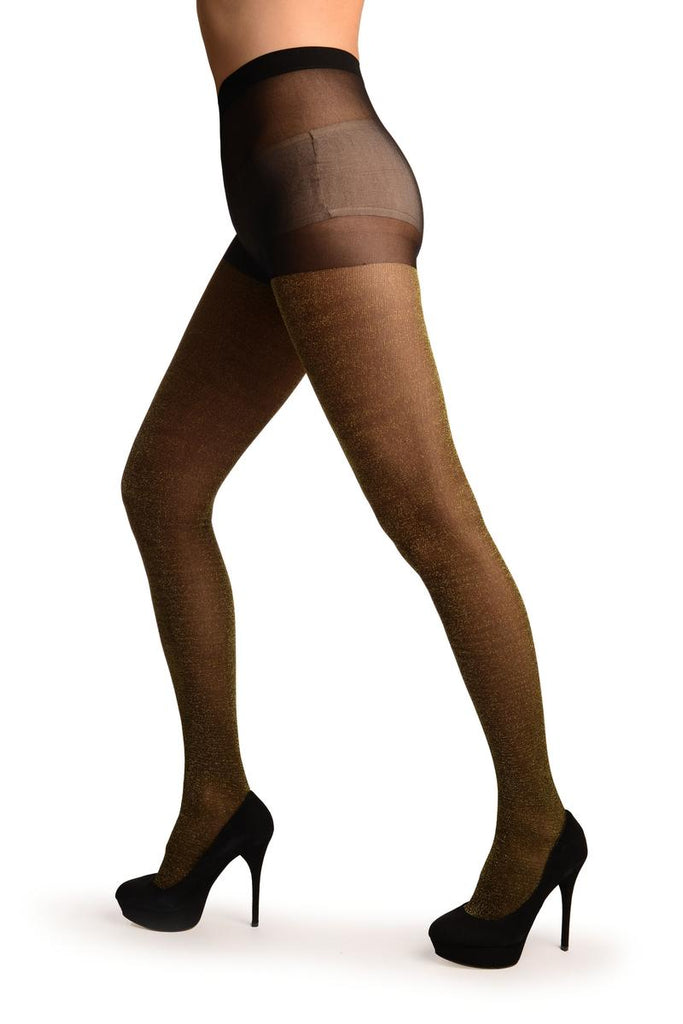 Liss Kiss Black With Gold Lurex Tights - Tights