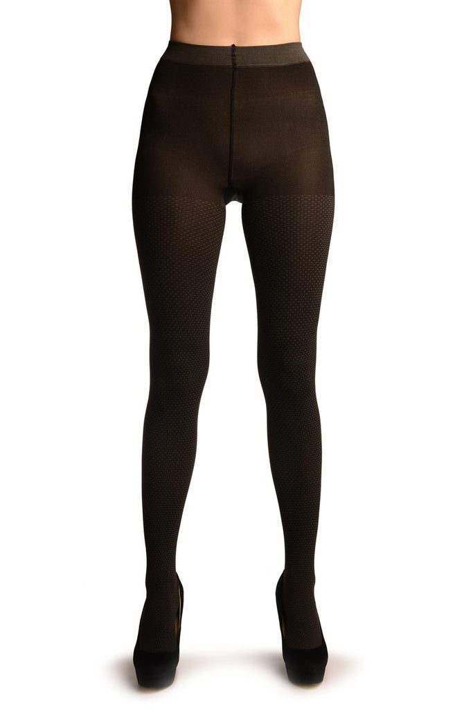 Liss Kiss Black With Grey Dots Tights - Tights