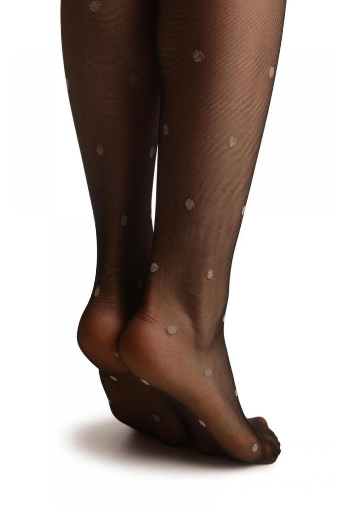 Liss Kiss Black With Medium Grey Polka Dot - Tights