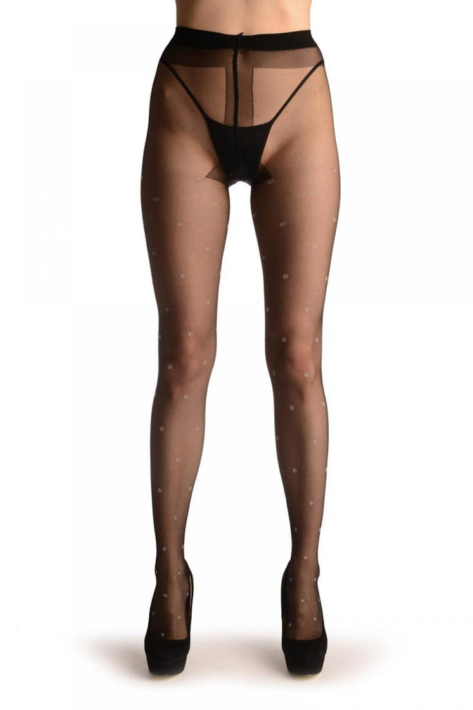 Liss Kiss Black With Medium Grey Polka Dot - Tights