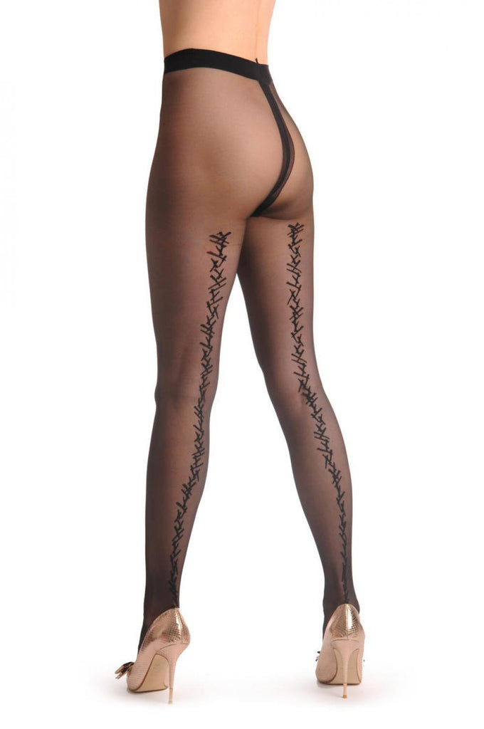 liss kiss Black With Needles Back Seam - Tights