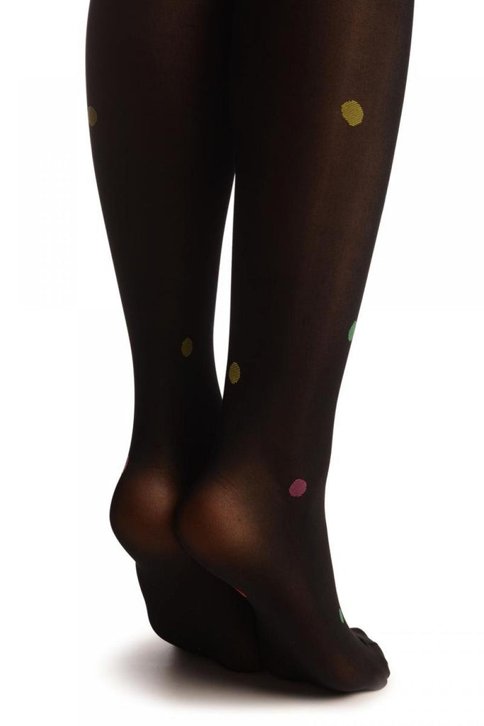 Liss Kiss Black With Rainbow Polka Dot - Tights