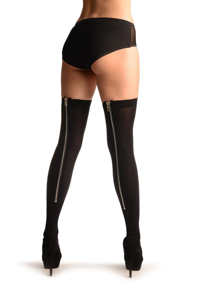 Liss Kiss Black With Real Metal Zip - Hold Ups
