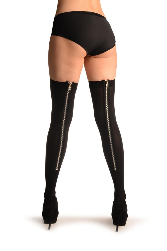 liss kiss Black With Real Metal Zip - Hold Ups