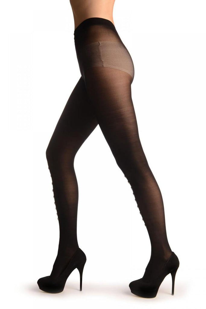 Liss Kiss Black With Real White Buttons - Tights