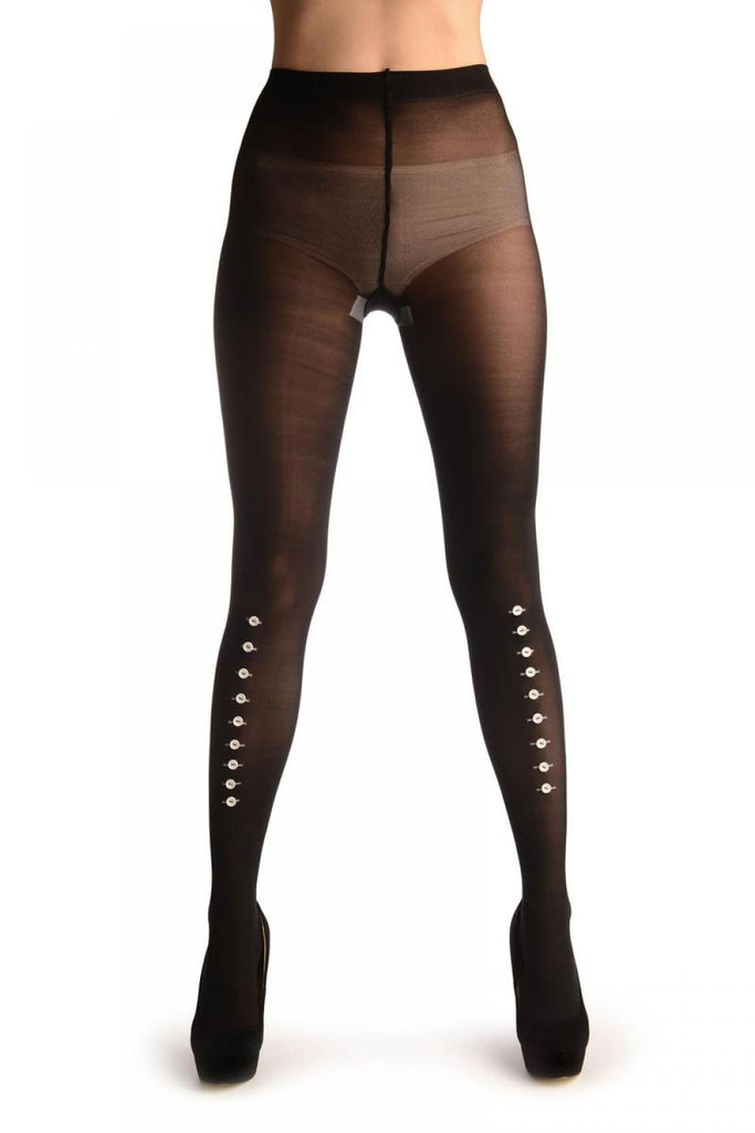 Liss Kiss Black With Real White Buttons - Tights