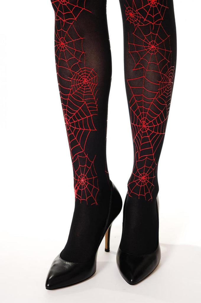 Liss Kiss Black With Red Spiders (Halloween) - Tights