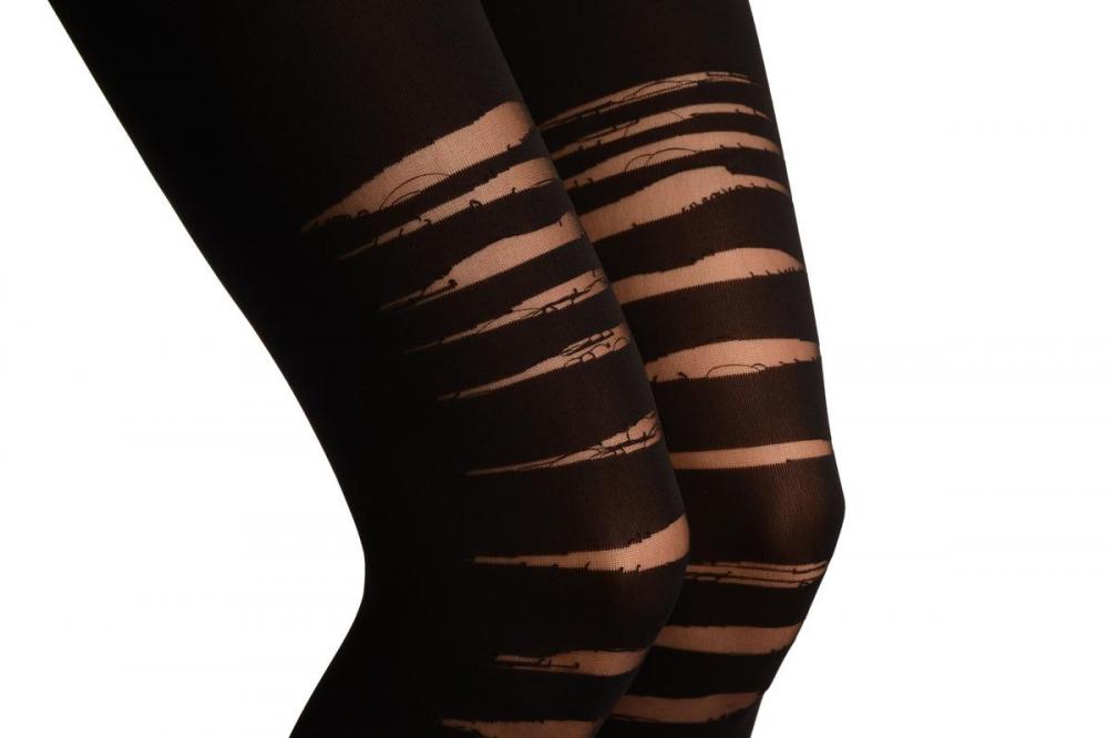 Liss Kiss Black With Ripped Front Tights - Tights