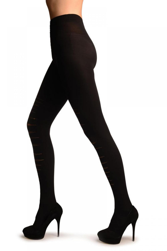 Liss Kiss Black With Ripped Front Tights - Tights