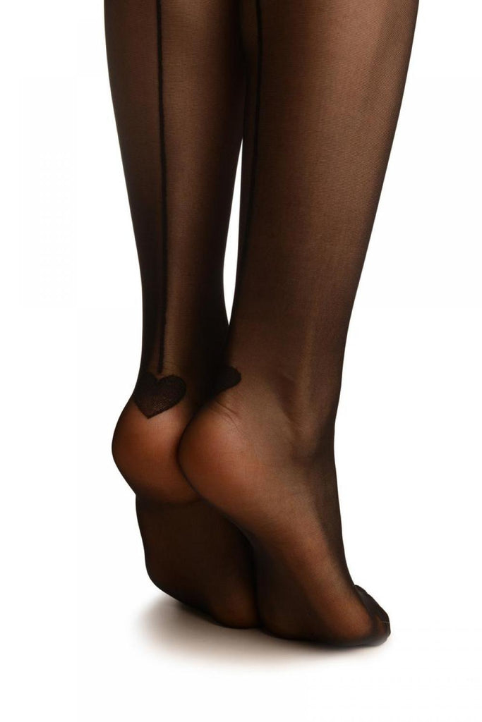 Liss Kiss Black With Seam And Heart - Tights