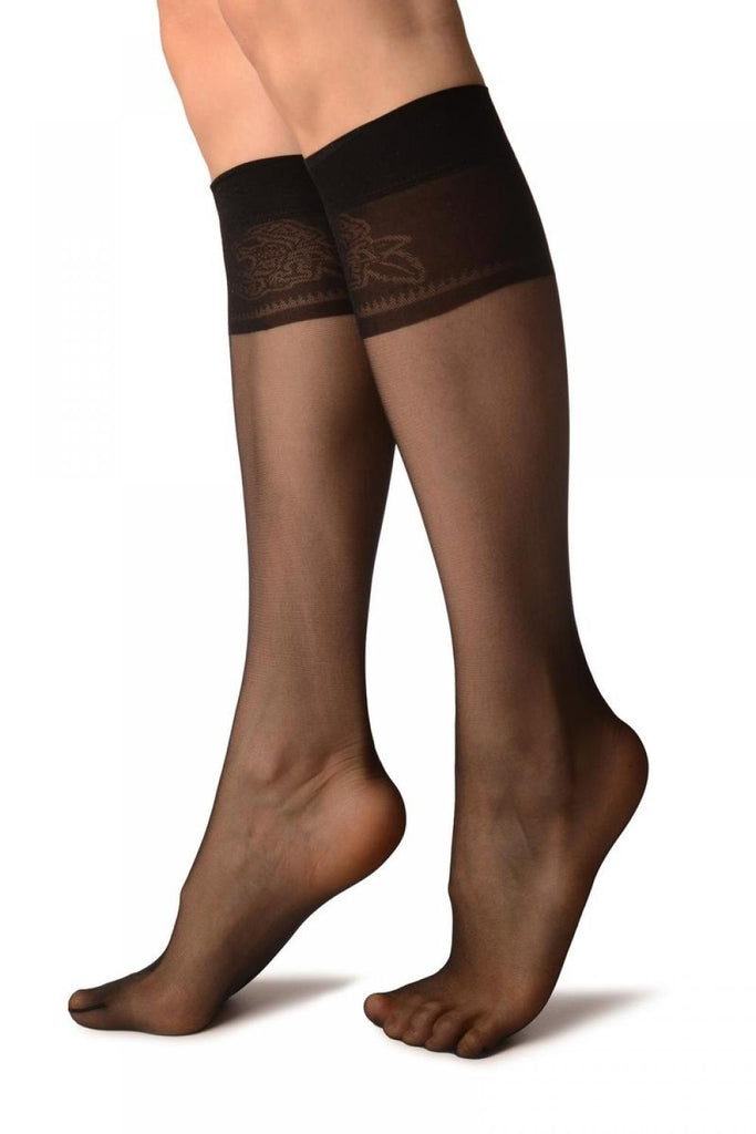 Liss Kiss Black With Wide Floral Stripe Top - Socks