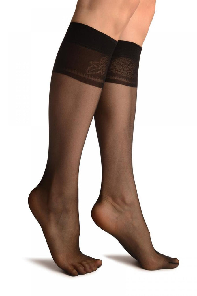 Liss Kiss Black With Wide Floral Stripe Top - Socks