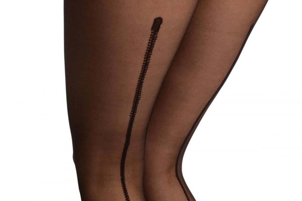 Liss Kiss Black With Woven Back Zip Seam - Tights