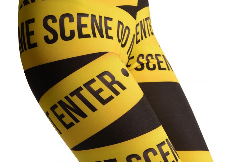 Liss Kiss Black With Yellow Crime Tape - Leggings