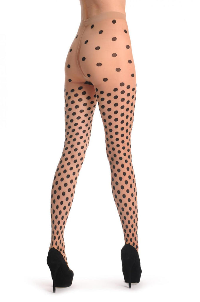 Liss Kiss Black Woven Polka Dot On Nude - Tights