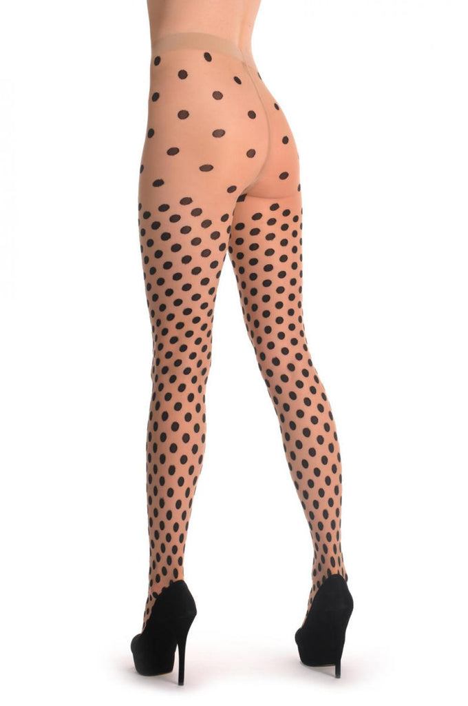 liss kiss Black Woven Polka Dot On Nude - Tights